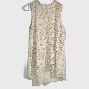 New Rose + Olive White Lace Sleeveless Top Large